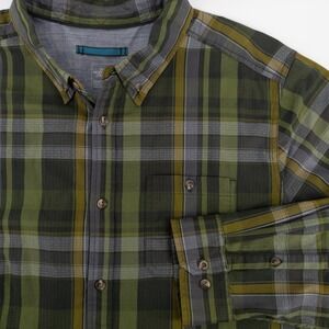 The North Face Mens XXL Buttonwood Shirt Green Plaid Long Sleeve Ripstop